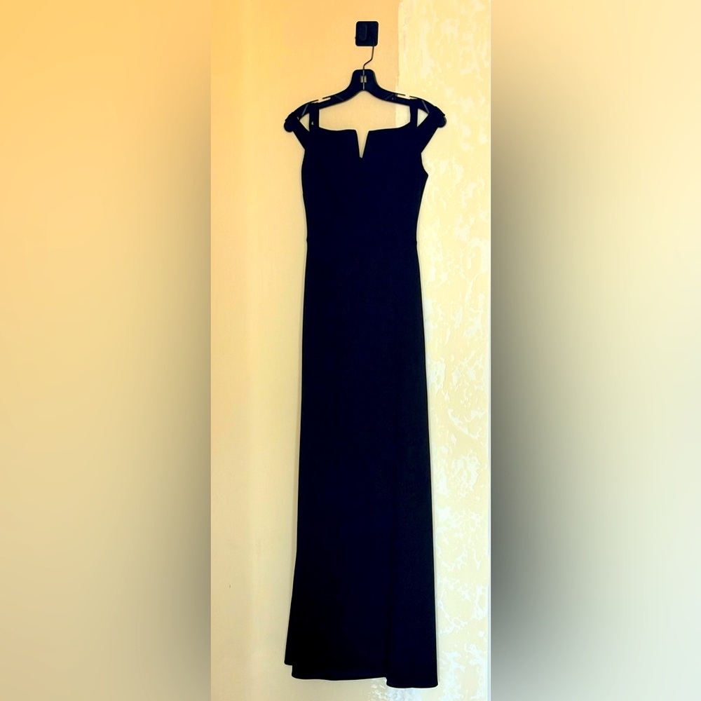 NWT TheFashionPoet @ Nordi Long Black Slit Off-Shoulder Formal Dress Gown Sz S